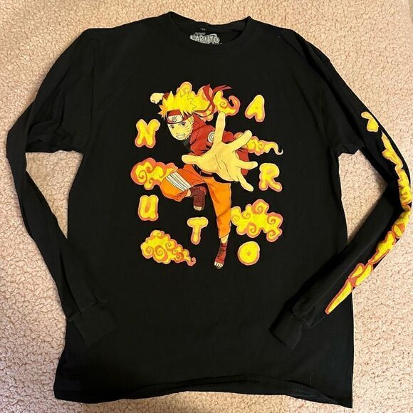 Naruto ripple junction medium long sleeve black top - Picture 1 of 5